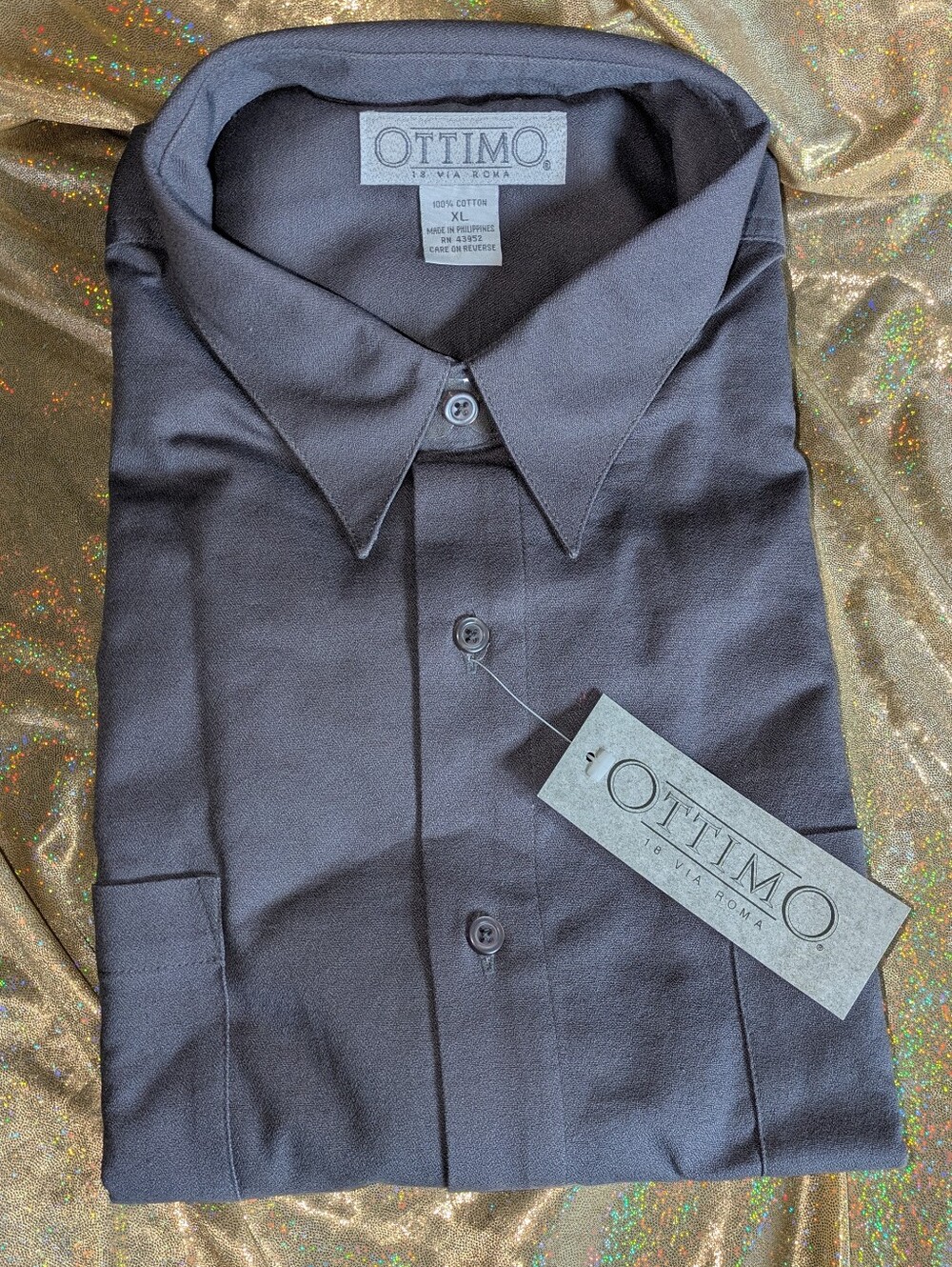 Men's Ottimo Dark Gray Button-Down Shirt Long Sleeve NWT